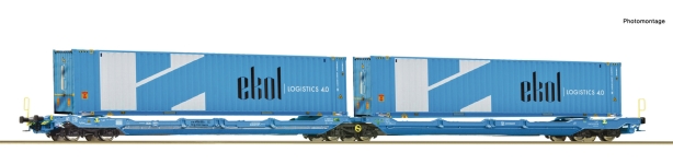 Roco 6600020 - H0 - Doppeltaschen-Gelenkwagen T3000e Spedition ekol, EUROWAGON, Ep. VI - Wagen 1